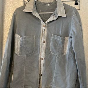 Gasson button up cozy blazer in light blue.